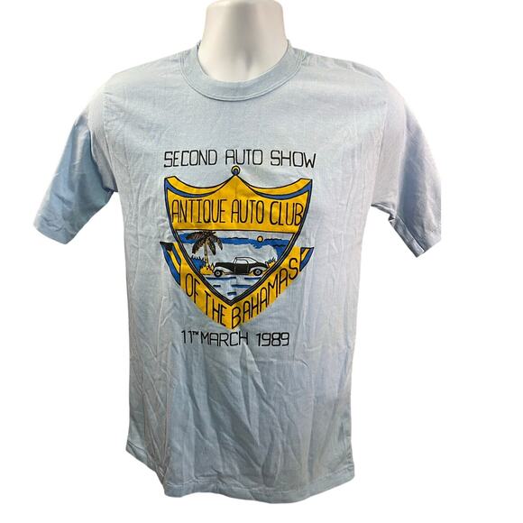 Vintage 2nd Bahamas Auto Show T-Shirt Size L 17x26 Graphic Tee 1989 Valvoline - Picture 1 of 10